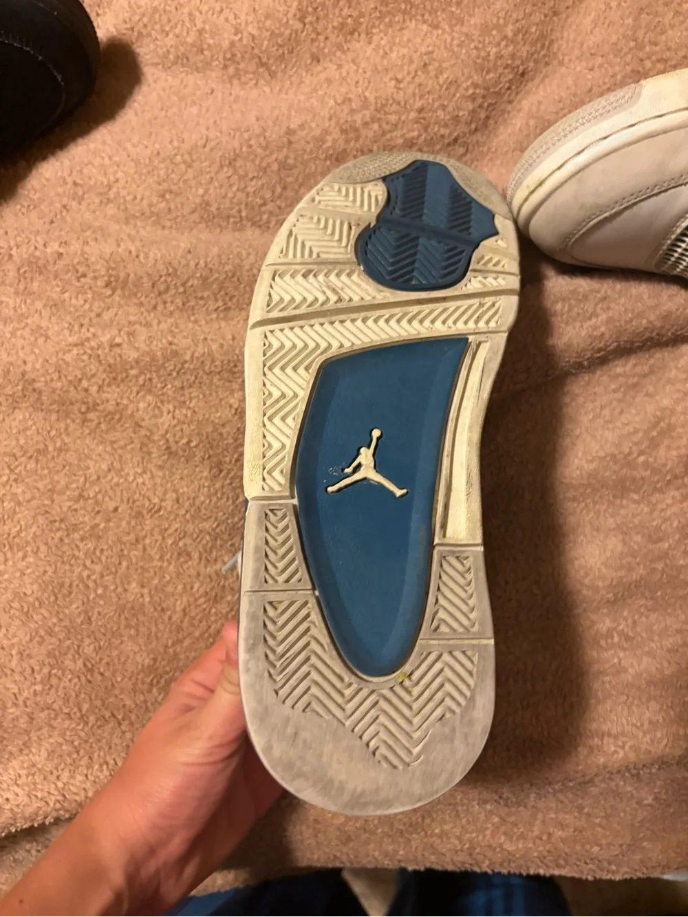 Jordan 4 Retro Sneakers in White and Blue Youth 7